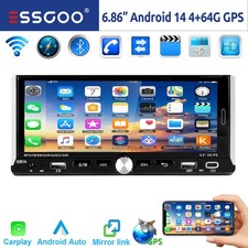 Autoradio 6.9" 1 DIN Mit Android 14 4+64G Carplay GPS Navi RDS FM Bluetooth WIFI