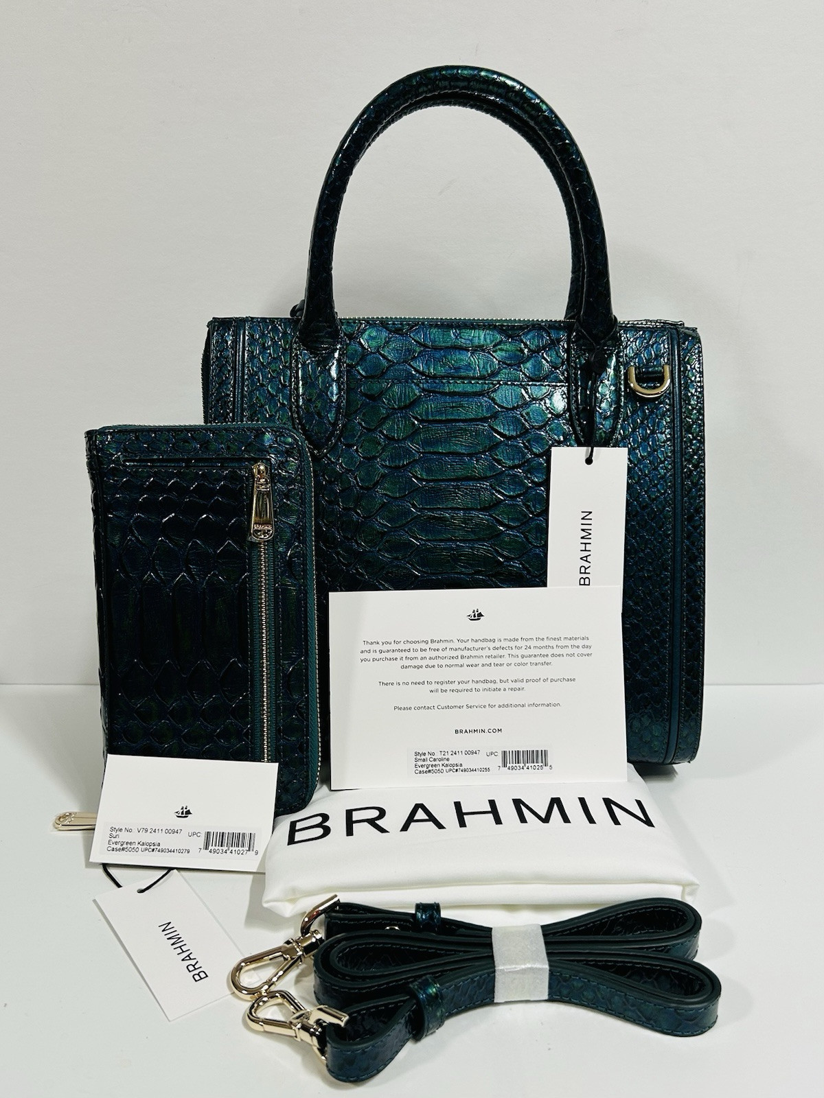 Brahmin Small Caroline Evergreen Kalopsia Leather Satchel & Suri Wallet ---NWT image 4
