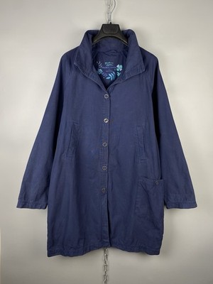 Gudrun Sjoden Bio Baumwolle Lagenlook Garment Dyed Button Long Coat Size L