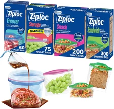 Ziploc Brand 635 Count Food Storage and Sandwich Bags Variety Pack