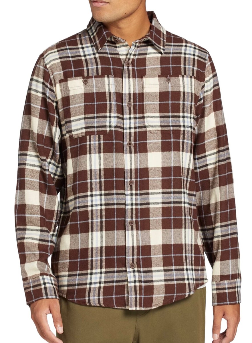 Alpine Design Mens Size M Brown Plaid Brushed Flannel Long