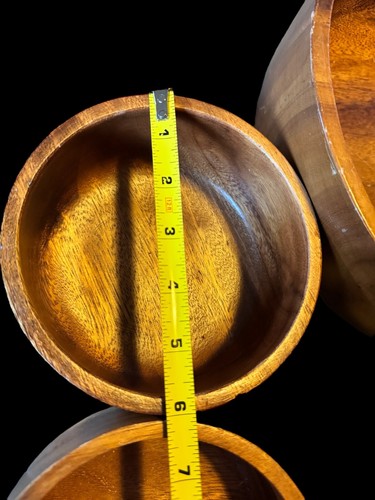 Vintage Monkey Pod Wood 6 Piece Salad Bowl Serving Set MCM - Picture 6 of 8