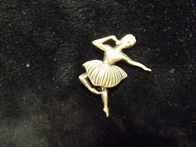 Vintage 50'S Sterling Silver Dancing Ballerina Pin Brooch - Main Image