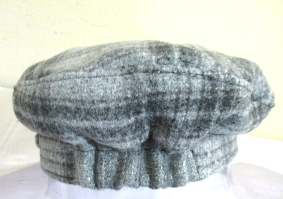 Vince Camuto Gray Plaid & Faux Leather Newsboy Hat Women's One Size EUC - Image 3 of 4