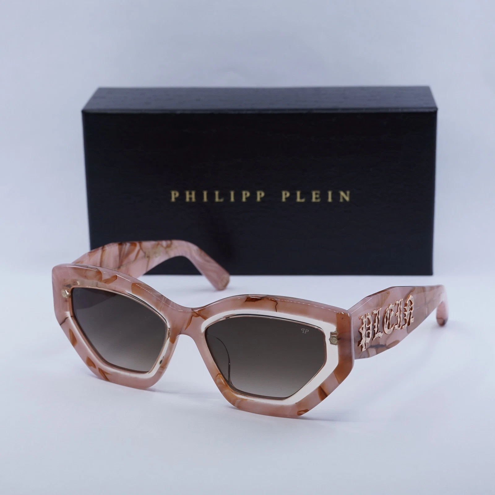 Neuf Philipp Plein SPP099M Supreme Star 06Z8 Opale Rose/Rose Marbré/Marron Grad...