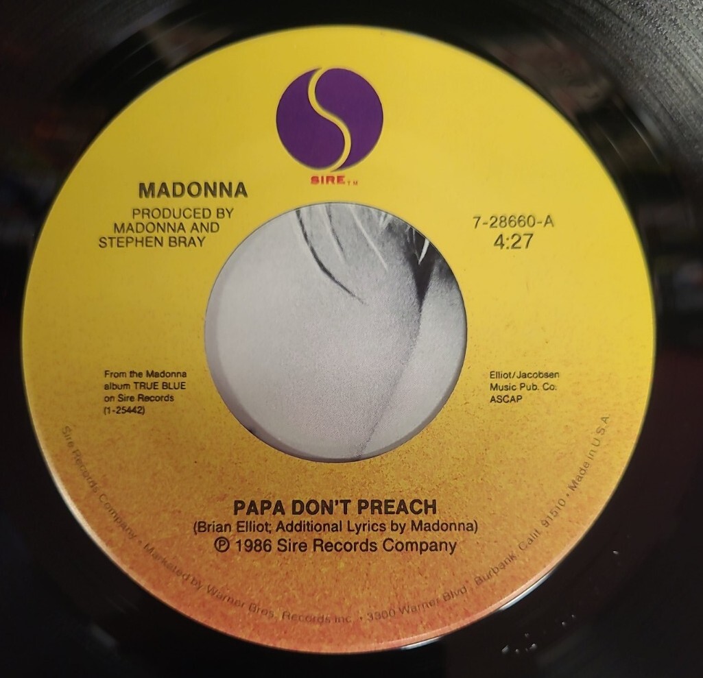 Madonna Papa Don't Preach 貴重 7インチレコード Madonna Papa Don't