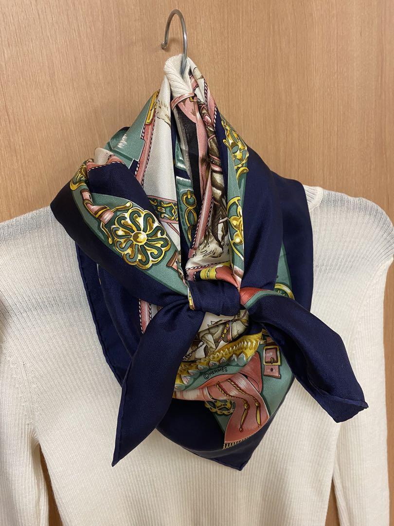 MINT HERMES Scarf Carre Navy Authentic | eBay