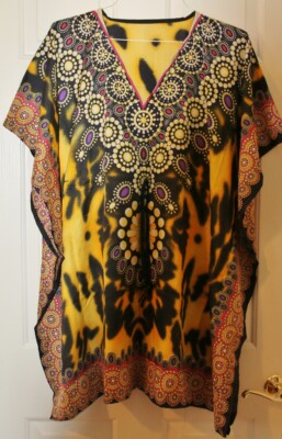 Short Beach Caftan One Size Kaftan Robe,MuuMuu-Viscose-Choice