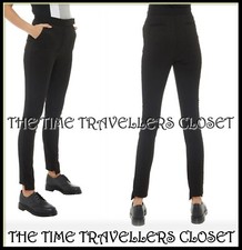 FRED PERRY AMY WINEHOUSE Black Stretch Skinny High Waist Trousers UK 12 40 8 30L
