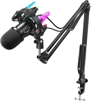 FIFINE Gaming Mikrofon mit Arm 8 RGB Steuerungsmodi USB Microphone Shock Mount
