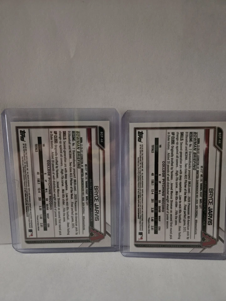 Bryce Jarvis 2021 Bowman Chrome #BCP44 Green Shimmer 70/99,white Sparkle 115/299 - Image 4 of 4