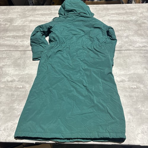Vintage L.L. Bean Puffer Coat Women's Small Green Trench Winter Hooded Down Fill - Picture 7 of 10