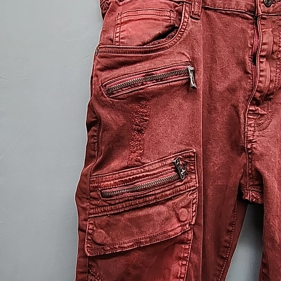 Pantalones cargo Smoke Rise para hombre ajustados elásticos sarga motociclista borgoña talla 36x32 Foto 4 de 4