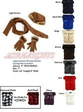 Women's Winter Hat Scarf Gloves 3pc Fleece Set Assorted Colors