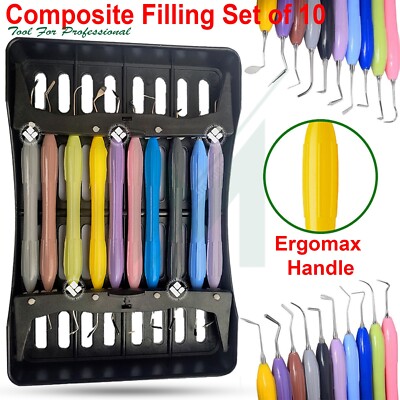 10Pcs Dental Arte Composite Filling Instrument Silicone Handle Set With Cassette