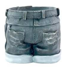 Unique Concrete Shorts Planter Funny Denim Design 22cm Tall Outdoor Pot