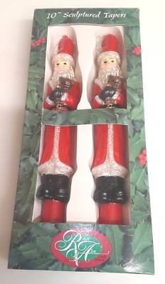 Robert Alan 10'' Sculptured Tapers Santa Candles * New Open Box