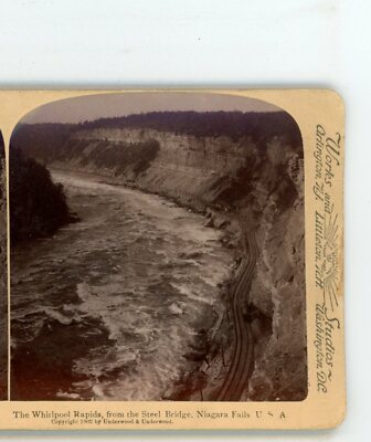 Whirlpool Rapids from Steel Bridge Niagara Falls Underwood Stereoview