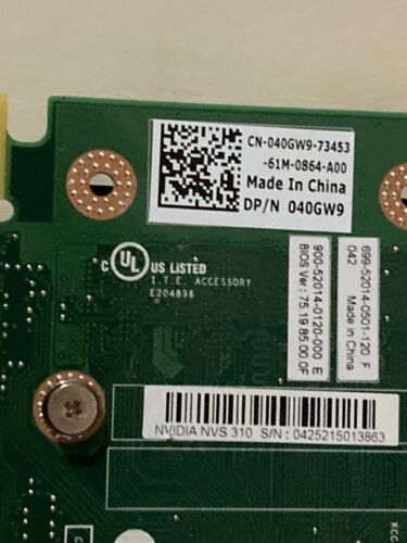 Dell Nvidia Quadro NVS 310 Video Card Low Profile 40GW9 - Picture 2 of 4
