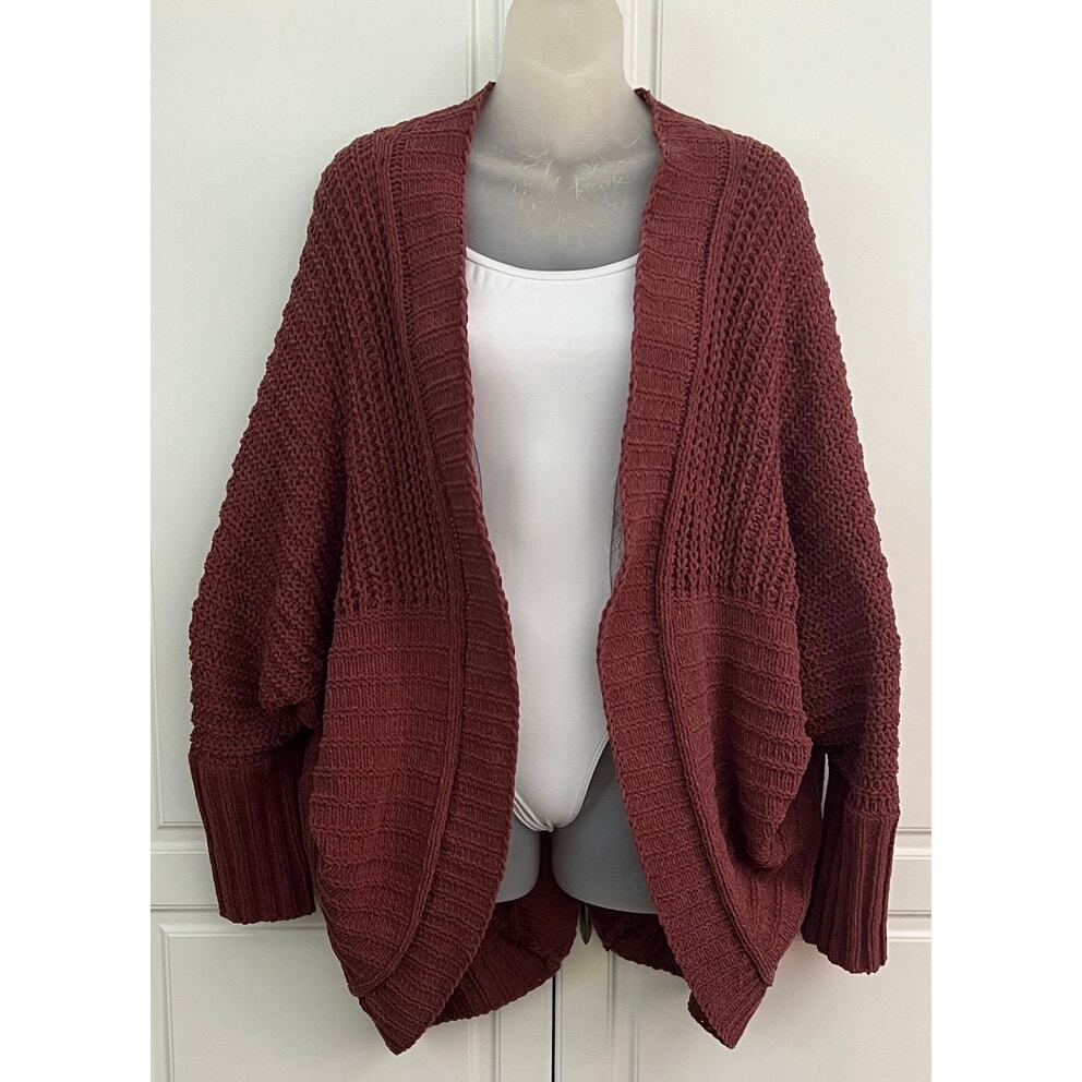 Loveriche Draped Open Front Cardigan with V-Back Hem Size S