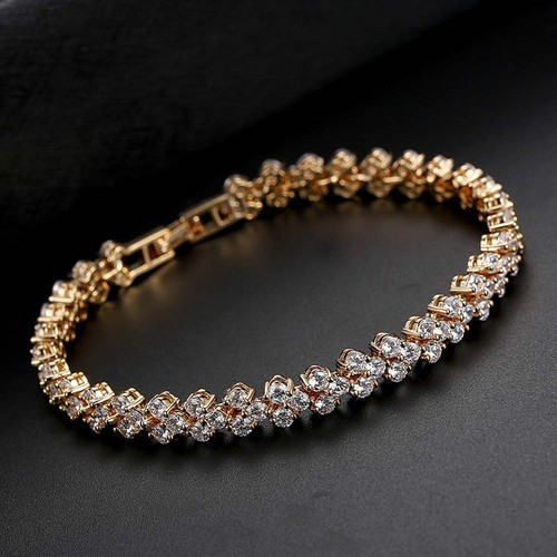 Fashion Women Crystal Zircon Bracelet Bangle Wedding Bridal Wristband Jewelry US - Picture 5 of 13