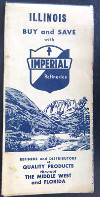 1953  Illinois road  map Imperial Refineries   oil gas