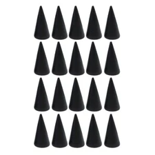 20Pcs Wood Cone Ring Holder Durable Finger Jewelry Display Stand DIY Craft Black
