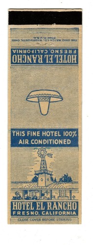 HOTEL EL RANCHO Streichholzschachtel Streichholzhülle - FRESNO, KALIFORNIA