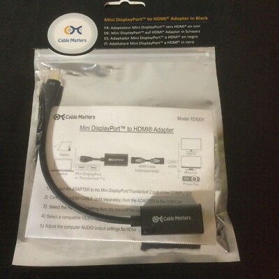 Cable Matters Mini DisplayPort to HDMI Adapter in Black NEW