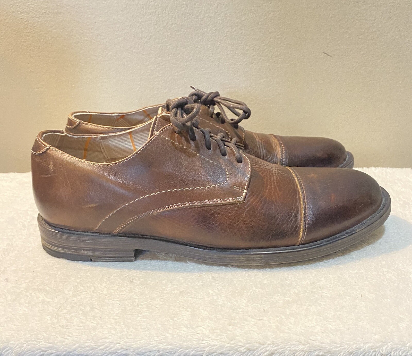 SAOLA Scarpe Oxford Derby Bed Stu da uomo taglia 11 abrogazione in pelle invecchiata punta a cappuccio pizzo