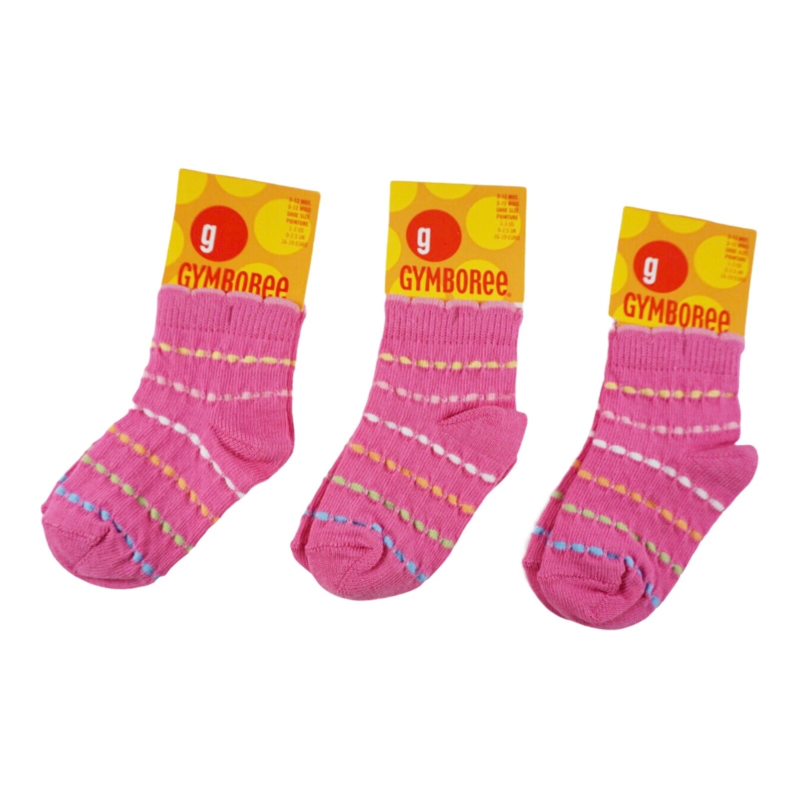 Gymboree Vintage Bubble Fun Baby Girls 3-12 Month Pink Striped Socks Lot NWT