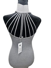NWT Gray Bodycon Sweater Halter Mini Dress Medium