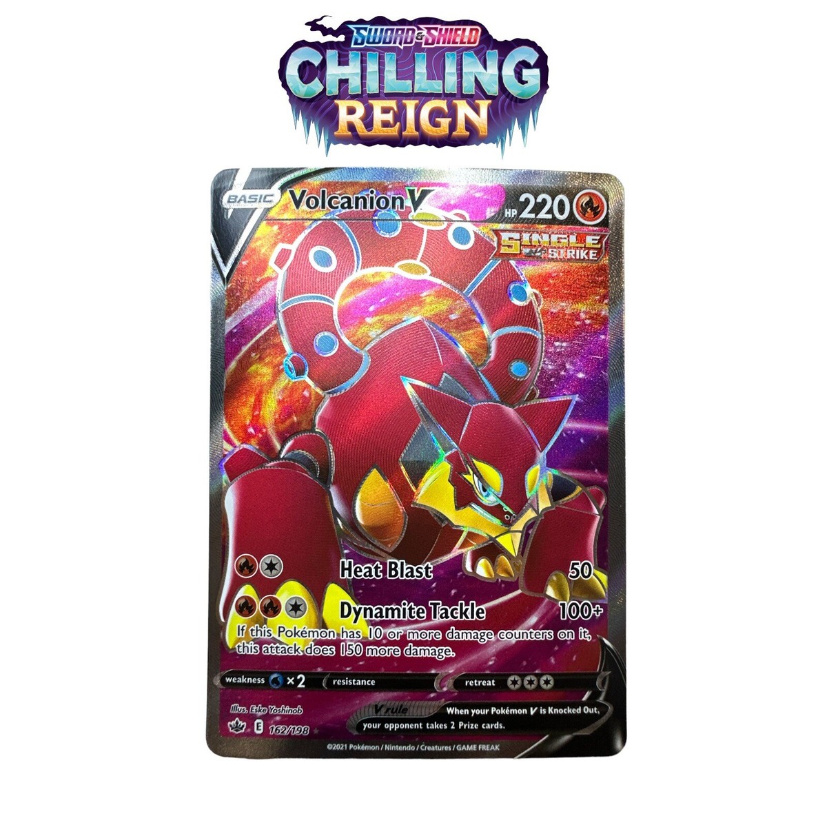 volcanion v pokemon card value [1RR] Dynamite Tackle (100+) If this Pokemon has 10 or more damage counters on it Volcanion V 2021 Sword &