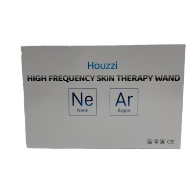 Houzzi High Frequency Skin Therapy Wand 4PC Neon ARgon Facial Device Skin Care