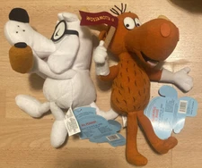 Vintage Bullwinkle and Mr. Peabody Plush Dolls Toys Stuffins 2000 Nwt Ec