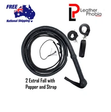 Genuine Leather Bull Whip 10 Feet Long 16 Plaited Heavy Duty Bull Whip Handmade