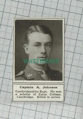 C1636) Captain A Johnson Cambridgeshire Regiment Caius College 1918 Clip KLEIN!!