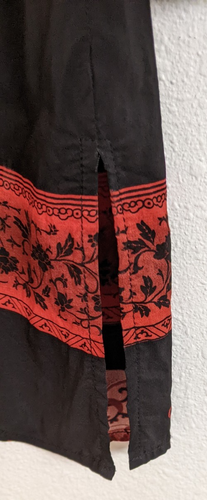 Women's CITRON Santa Monica Asian Print Black/Red Long Tunic Top Small - Picture 8 of 11
