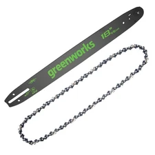 Greenworks 18 inch Guide Bar and Chain - 3/8" Pitch, .050" Gauge, 62 Drive Links