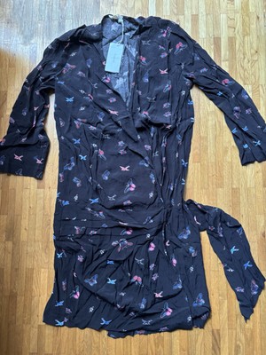 ba&sh Kleid Bandit, Schwarz Mit Schmetterlingen, Gr. 3/L, Neu