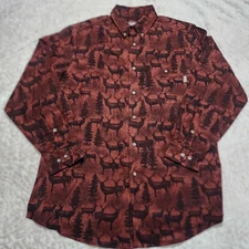 NWT WoolRich Copper Shadow Whitetail Deer Print Flannel Shirt Men's Sz L
