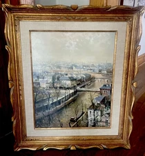 Lucien DeLarue French Original Oil Painting Canvas Water Way Landscape Signed