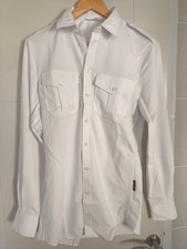 Pilots Plain White Mens Shirt With Epaulettes And Pockets. Size 16. For Aviation
