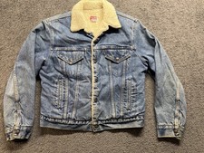 Vintage Levis Sherpa Lined Denim Trucker Jacket 70608 Dark Button 40 Reg Large