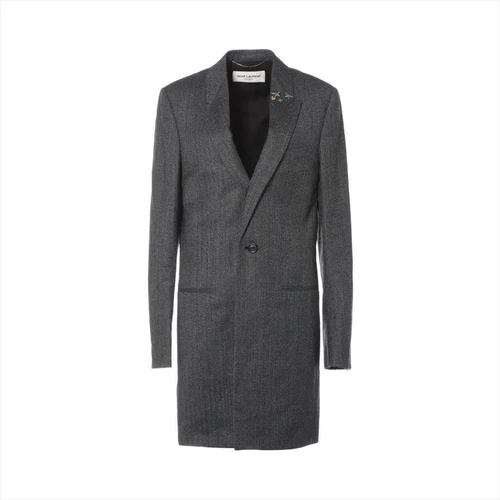 SAINT LAURENT (YSL) SAINT LAURENT Giacca Cappotto Chester Donna Lana Plaid Moda Autentico di Ja