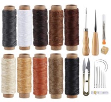 Leather Sewing Kit Waxed Thread Stitching Tools DIY Repair 31 Piece Set