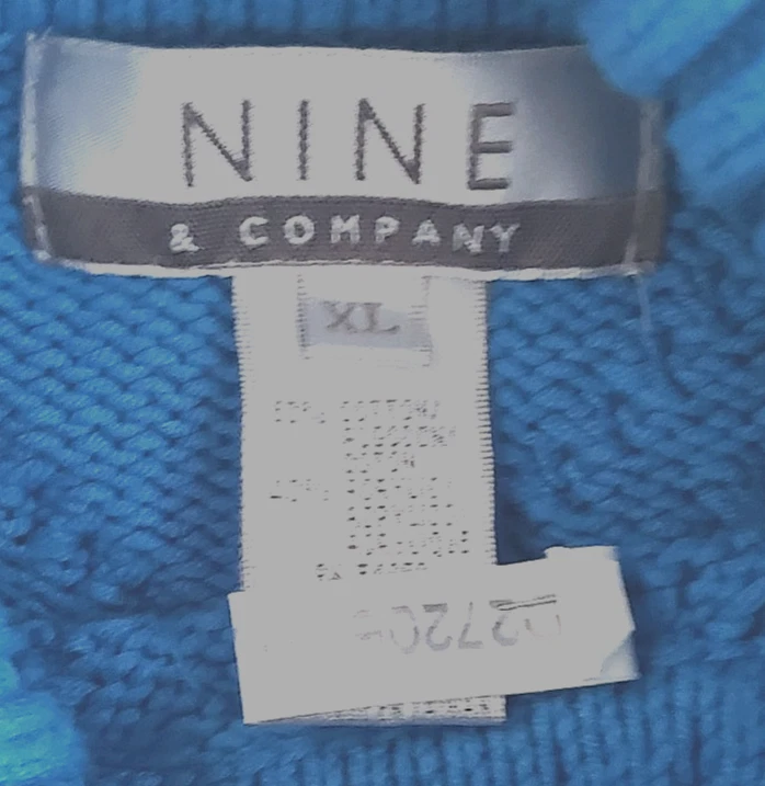 Suéter de cuello alto tejido con cable azul verdoso Nine & Co/Nine West para mujer - XL Foto 2 de 4