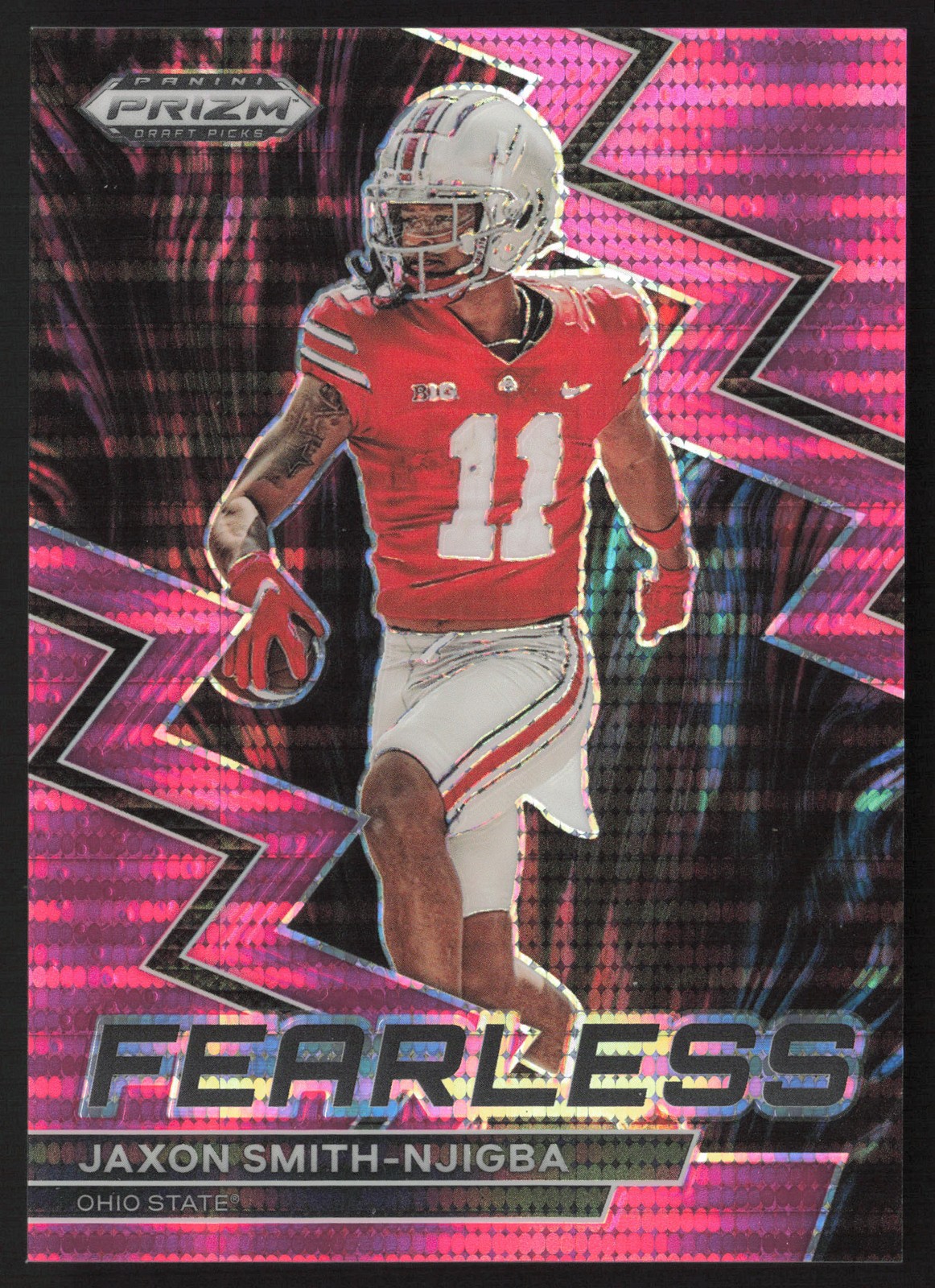 Jaxon Smith-Njigba Panini Prizm Draft Picks Fearless #F22 Green Pulsar