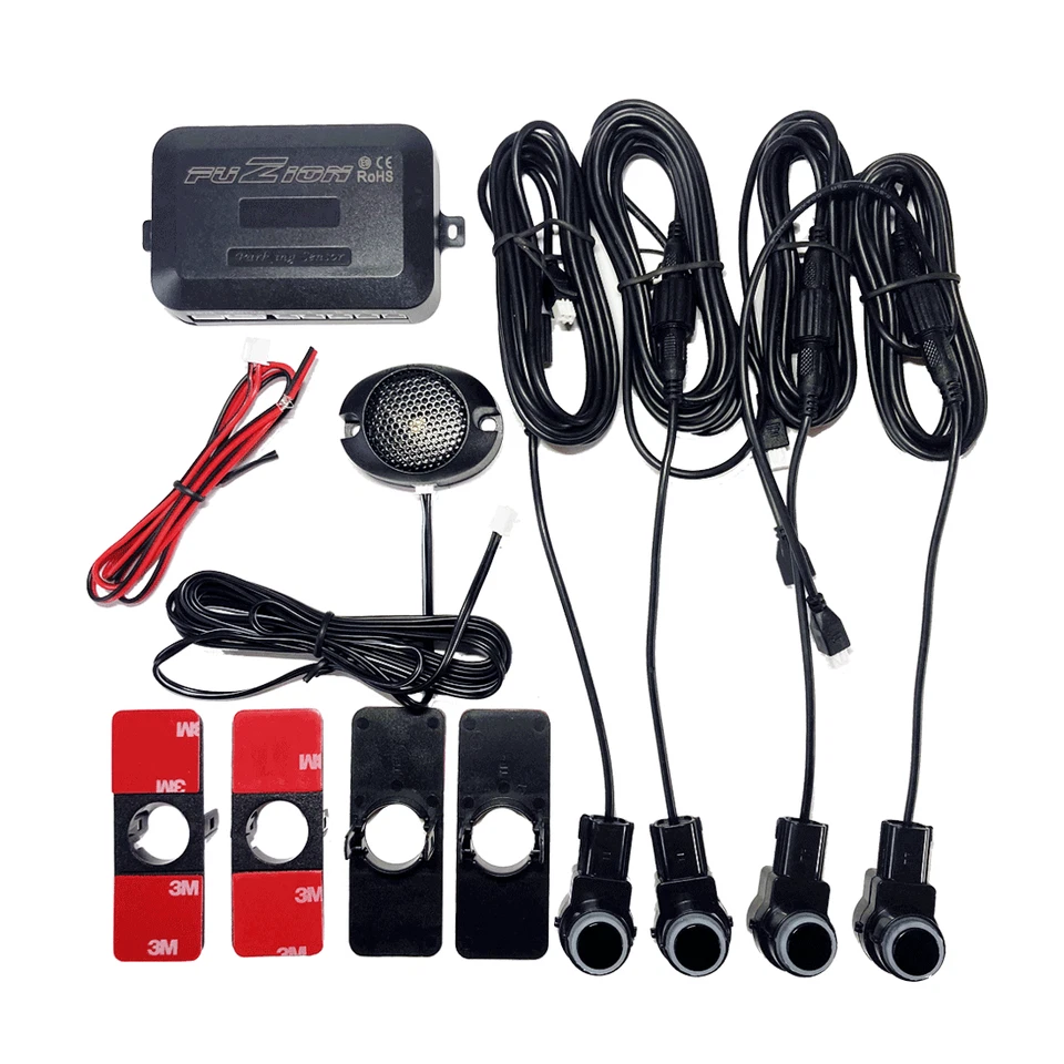 KIT 4 SENSORI DI PARCHEGGIO CON CICALINO INVISIBILI FUZION Nero - Image 2 of 4