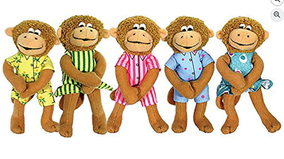 Merry Makers Five Little Monkeys Finger Puppets Set of 5 Plush